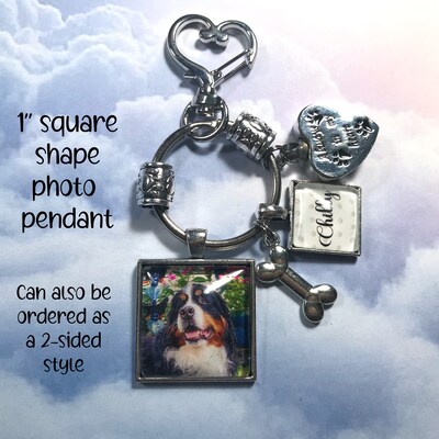 Pet Loss Key Ring with Custom Photo and Heart Cremation Urn Loss of Cat Dog Memory and Remains Vial Ash Container - image3